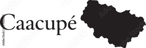Black silhouette map of the city of caacupe in paraguay isolated on a plain white background