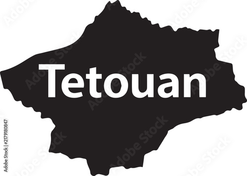 Black silhouette map of tetouan city in morocco isolated on a plain white background for design projects
