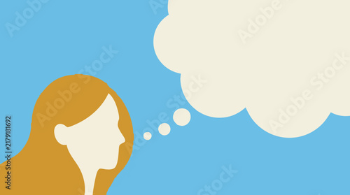 Obraz na plátne Minimalist graphic of a person's profile with an empty thought bubble
