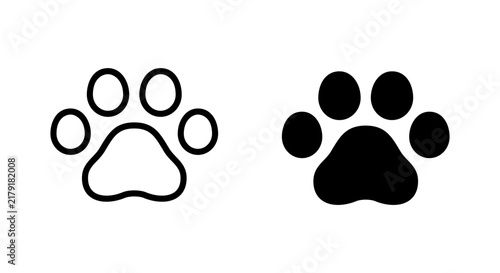 肉球・ペットのアイコンセット 白黒 動物 犬 猫