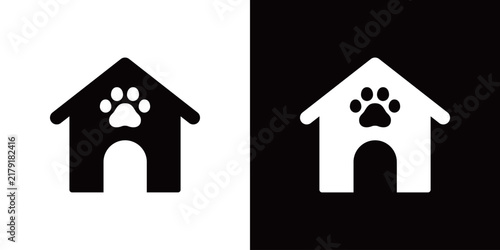 Obraz na płótnie ペットの家・犬小屋のアイコン ペットホテル