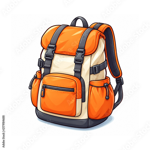 orange backpack isolated on white background