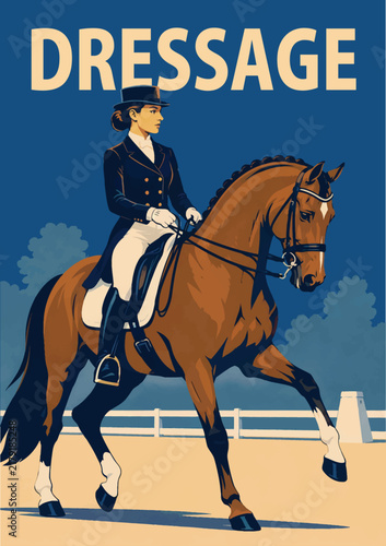 Photography _0102-29-Equestrian rider on horse performing dressage in a vintage-style compet