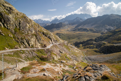 Great st bernard pass mountain road in aosta valley