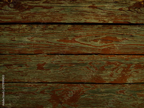 Weathered Wooden Planks with Peeling Red Paint
