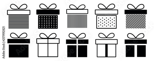 Christmas Gift Box Collection with Decorative Ribbon and Bow Patterns. Festive Present Packaging Vector Set