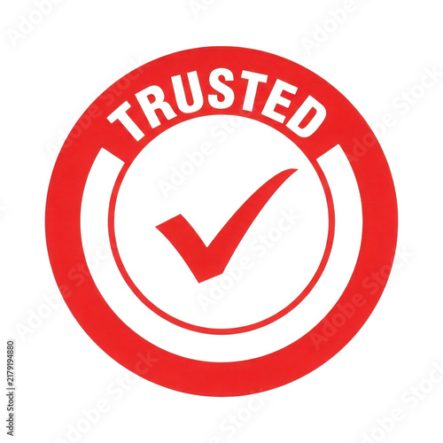 Принти на полотні Trusted red circle stamp with a check mark, suitable for verification badges and approval seals