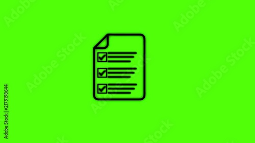 Animated checklist icon with checkmarks appearing on green screen, task completion concept