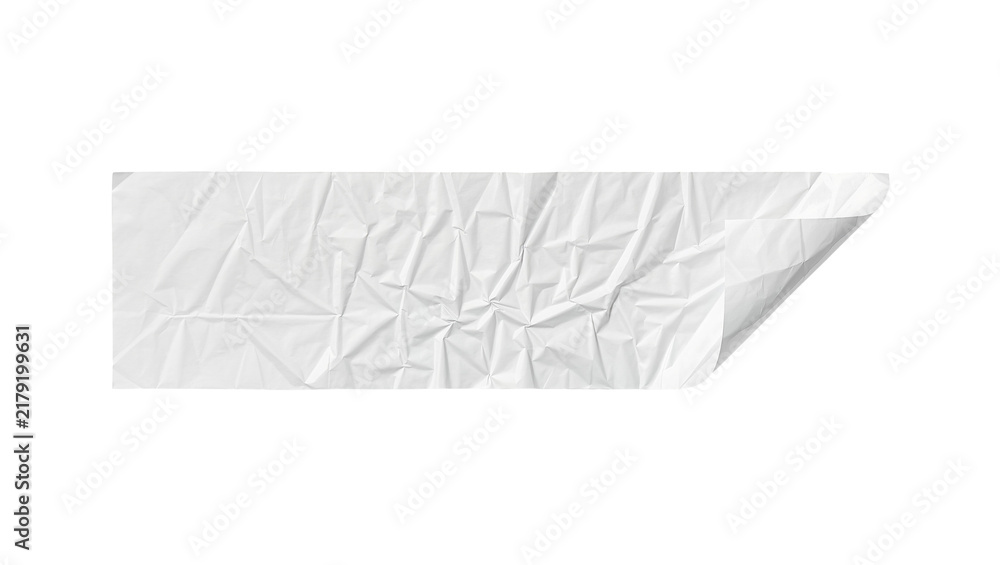 Obraz premium Wrinkled white paper strip with folded corner, isolated on transparent background