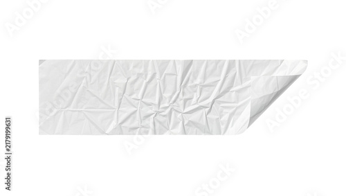 Wrinkled white paper strip with folded corner, isolated on transparent background