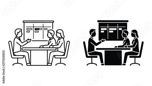 Business team meeting planning concept icon with business planning strategy