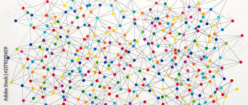 Colorful Abstract Data Network and Connection Map