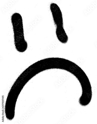 Foto Bold black sad face graffiti illustration