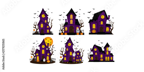 Bild auf Leinwand Halloween Haunted House Illustration