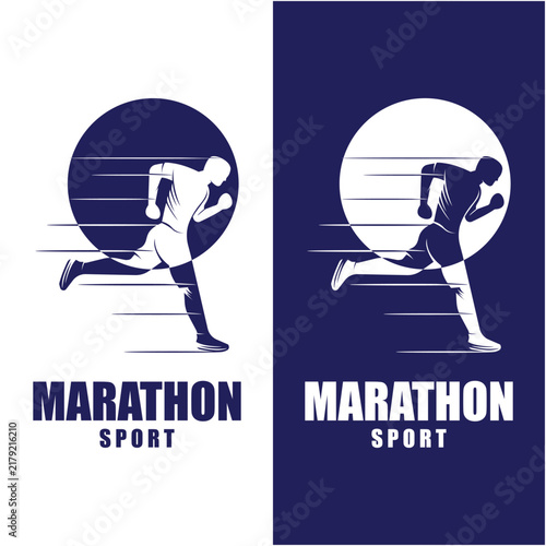 Running Man silhouette Logo, Marathon logo vector illustration icon template with a modern concept