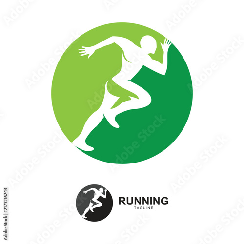 Running Man silhouette Logo, Marathon logo vector illustration icon template with a modern concept