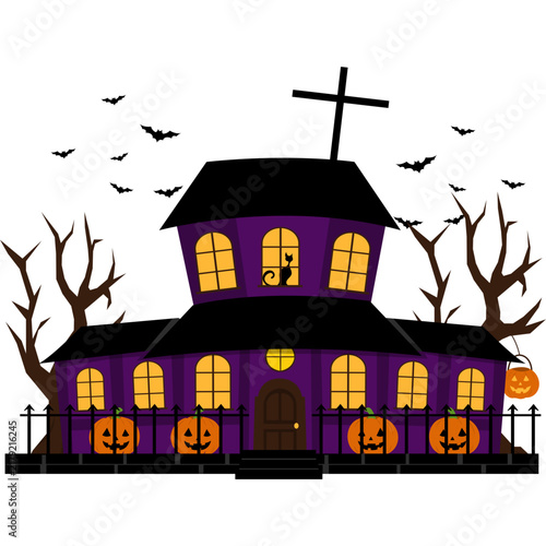 Halloween Haunted House Illustration