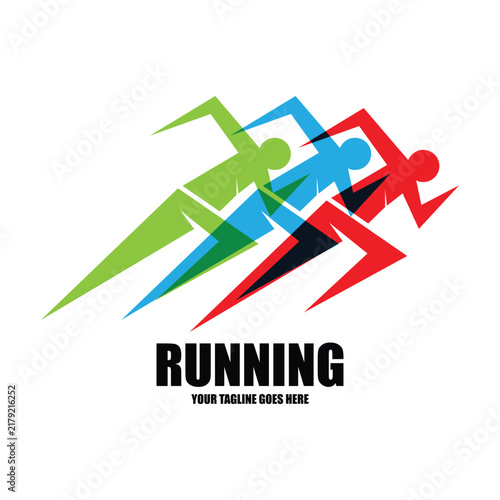 Running Man silhouette Logo, Marathon logo vector illustration icon template with a modern concept
