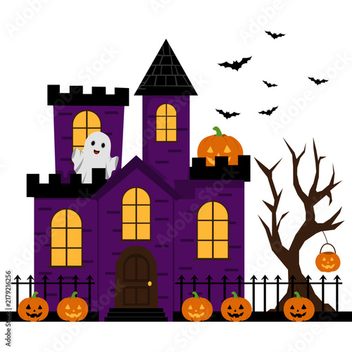Halloween Haunted House Illustration