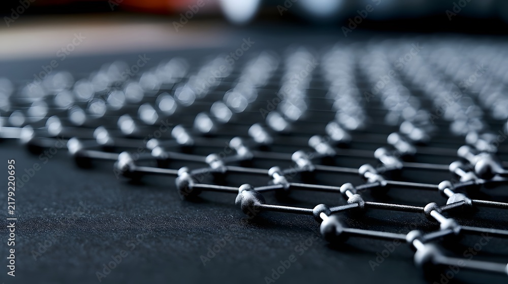Fototapeta premium A close up view of a structured two dimensional material with repeating geometric patterns on a dark textured surface