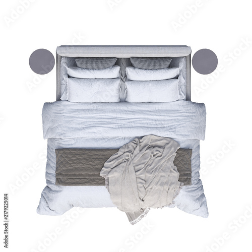Quadro su tela double bed isolated on a transparent background, furniture for the bedroom inter