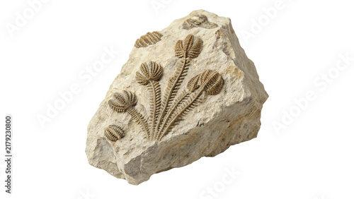 Fotografie Ancient fossil specimen showing prehistoric leaf imprint or plant detailed struc