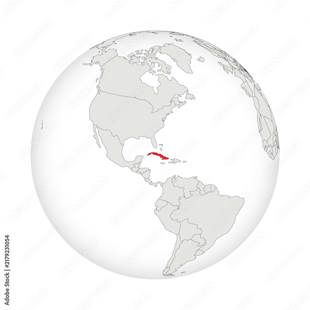 Obraz premium Location map of Cuba.Cuba on globe
