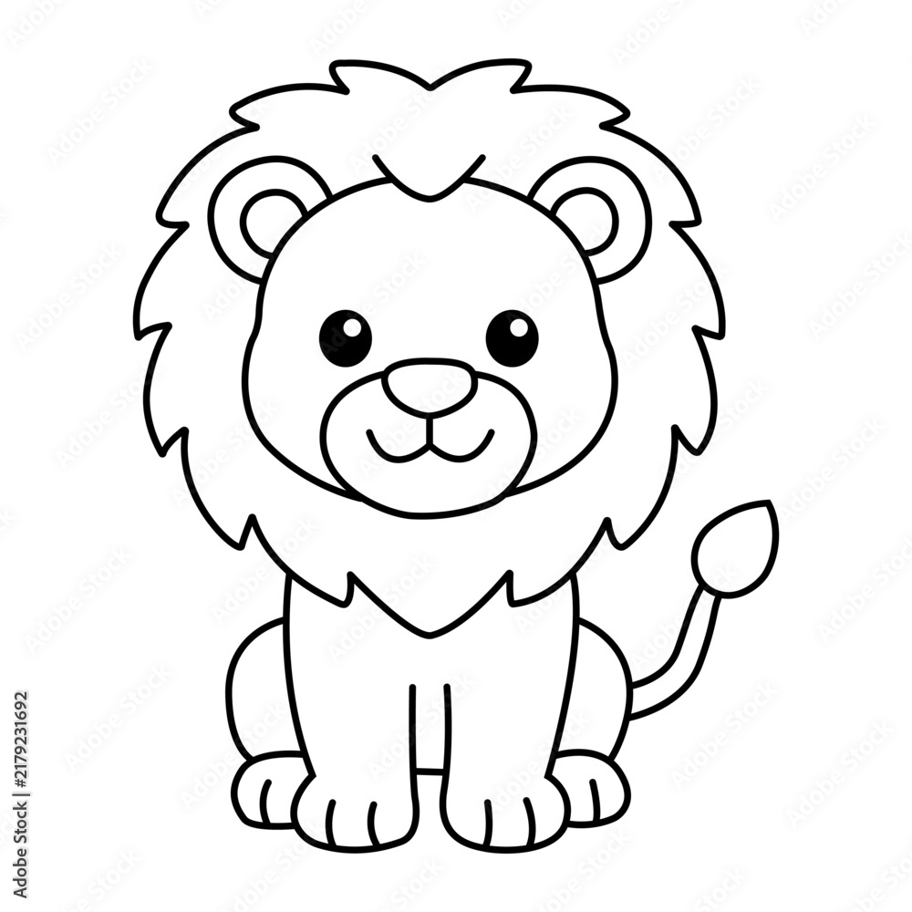 Fototapeta premium Lion Cute Cartoon Animal Vector Illustration