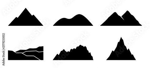 Vector Mountain Silhouettes Collection: Diverse Peaks, Hills, and Rocky Outcrops for Landscape Design