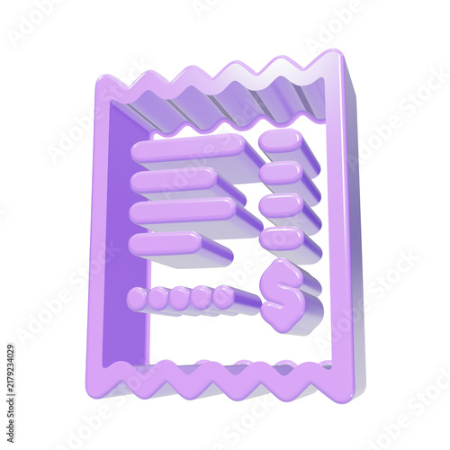 Purple 3D Receipt Icon Glossy Bill Invoice for Financial Transaction and Online Payment Design.