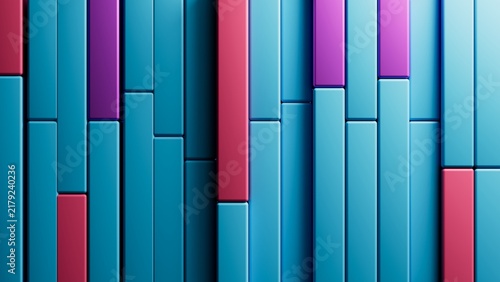 3D Abstract Vertical Rectangular Blocks Panel Background with Blue Pink and Magenta Accents