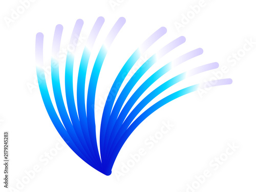 Fan shaped lines radiate outward in bright blue and purple tones.