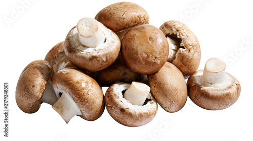 Foto Pile of fresh brown cremini mushrooms, isolated on transparent background