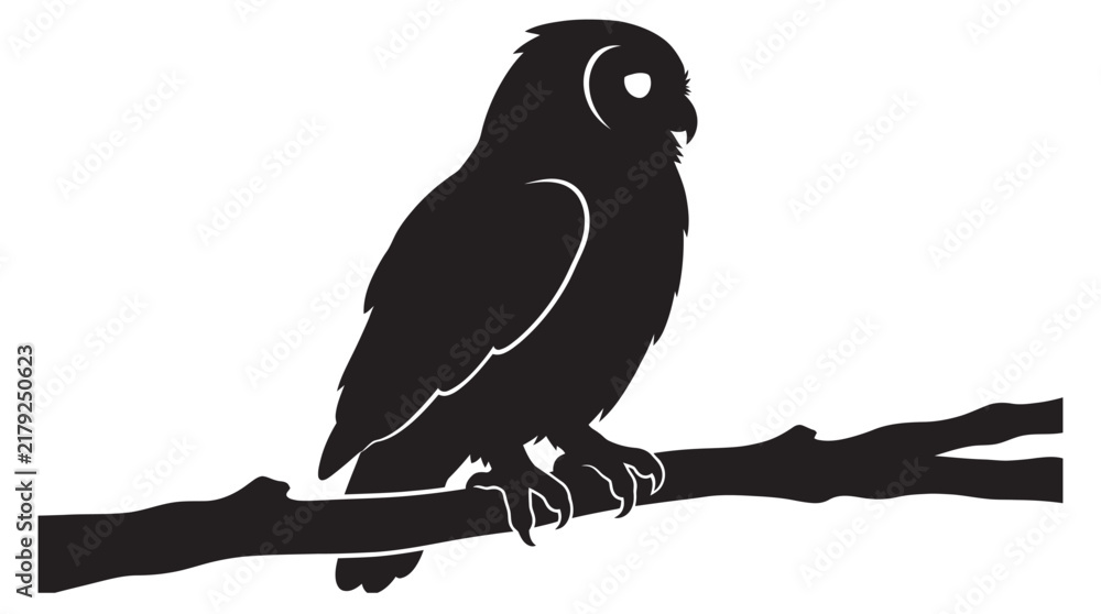 Fototapeta premium Owl perched on a branch a striking black silhouette