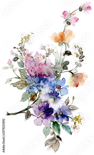 Hand painted watercolor flowers