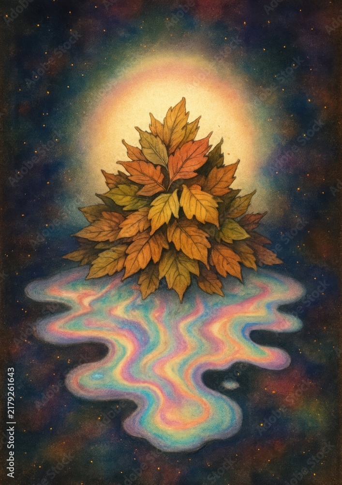 Obraz premium Mystical autumn leaves glow.