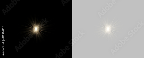 Foto Two distinct radiant light flares shine side by side on a black background