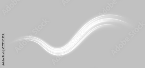 Canvas Print Curved flowing white light trails create a sinuous dynamic shape