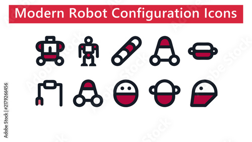 Diverse Robot Designs and Viewing Angles Vector Icon Set