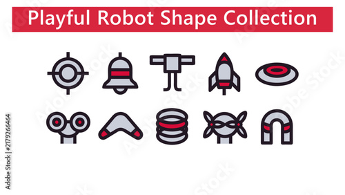 Robot Vector Icon Collection with Playful Geometric Shapes