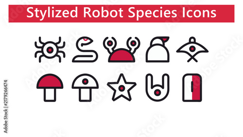 Varied Robot Species and Animal Forms Vector Icon Collection