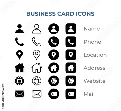 Business Card Icons in Various Version