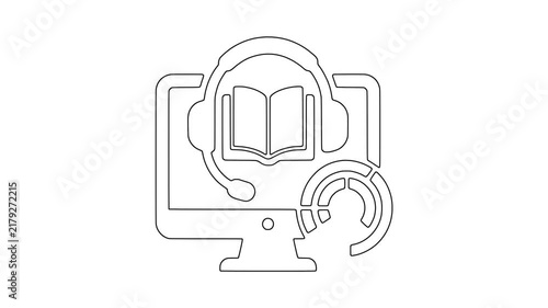 Online learning headset, practical business concept, simple visual, animated icon