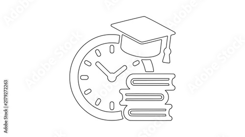Study time, digital workflow symbol, clean graphic, animated icon