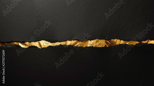 Black paper tears reveal shimmering gold underneath