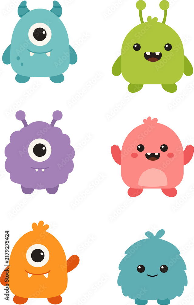 Naklejka premium Set of funny monsters, monster icon set