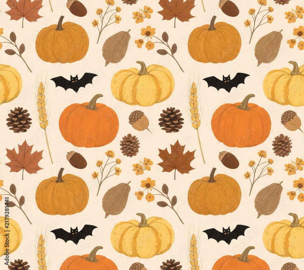 seamless harvest pattern for wrapping paper
