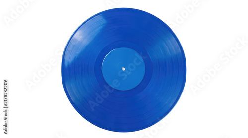 Blue vinyl record disc isolated on white background isolated on transparent background