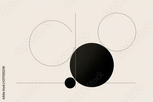 Modern abstract composition featuring soft organic shapes elements to convey a sense of calm and clarity on a minimalist background.