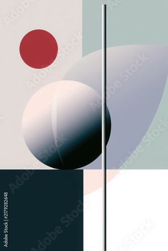 Modern abstract composition featuring soft organic shapes elements to convey a sense of calm and clarity on a minimalist background.